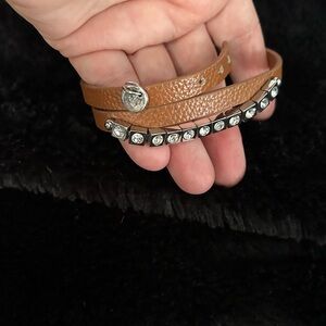 Brown Leather Crystal Bracelet